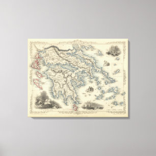 Greece with inset maps of Corfu and Stampalia Canvas Print