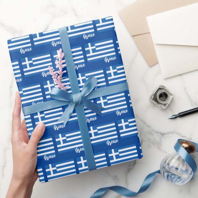 Greece Wrapping Paper, Greek Flag patriotic Wrapping Paper (Gifting)