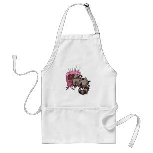 Greedy Raccoon Full of Birthday Cake Cartoon Standard Apron