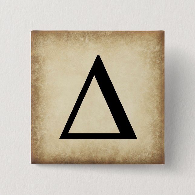 Greek Alphabet Letter Delta 2 Inch Square Button (Front)