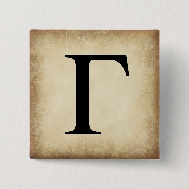 Greek Alphabet Letter Gamma 2 Inch Square Button (Front)