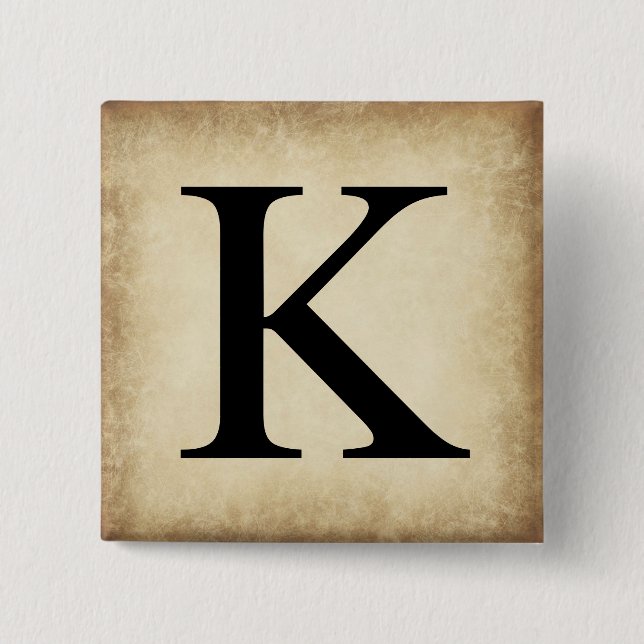 Greek Alphabet Letter Kappa 2 Inch Square Button (Front)