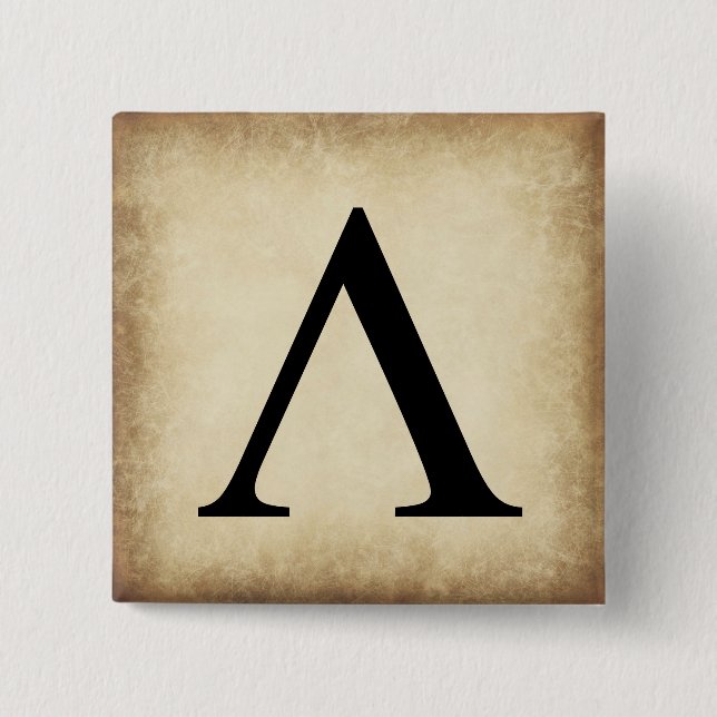 Greek Alphabet Letter Lambda 2 Inch Square Button (Front)