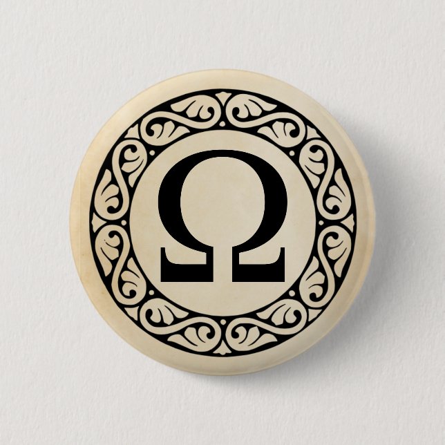 Greek Alphabet Letter Omega 2 Inch Round Button (Front)