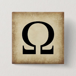 Greek Alphabet Letter Omega 2 Inch Square Button