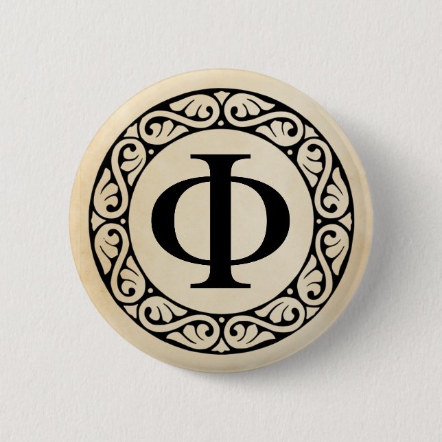 Greek Alphabet Letter Phi 2 Inch Round Button (Front)