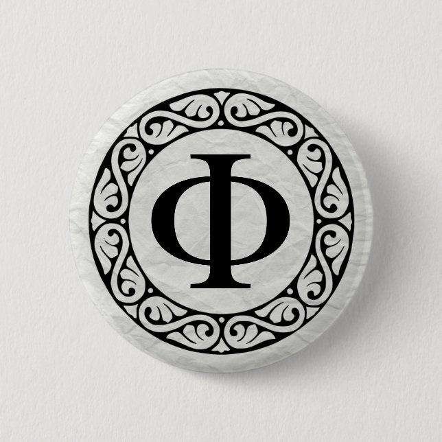 Greek Alphabet Letter Phi 2 Inch Round Button (Front)