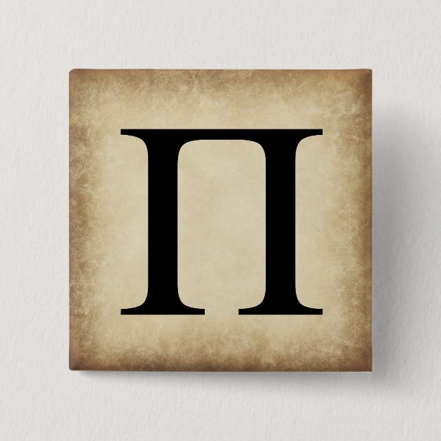 Greek Alphabet Letter Pi 2 Inch Square Button (Front)