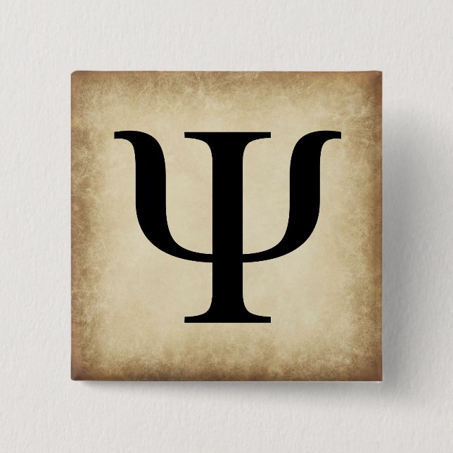 Greek Alphabet Letter Psi 2 Inch Square Button (Front)