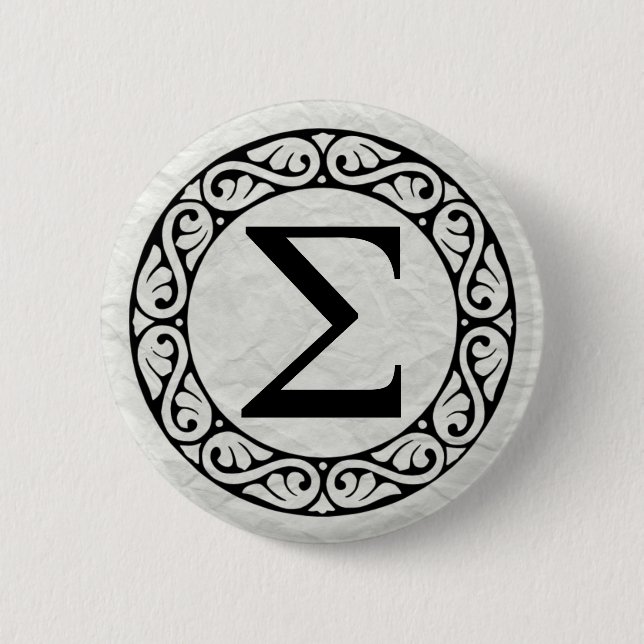 Greek Alphabet Letter Sigma 2 Inch Round Button (Front)