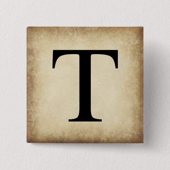Greek Alphabet Letter Tau 2 Inch Square Button (Front)