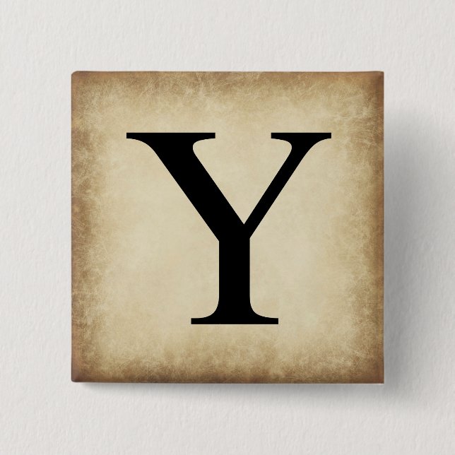 Greek Alphabet Letter Upsilon 2 Inch Square Button (Front)