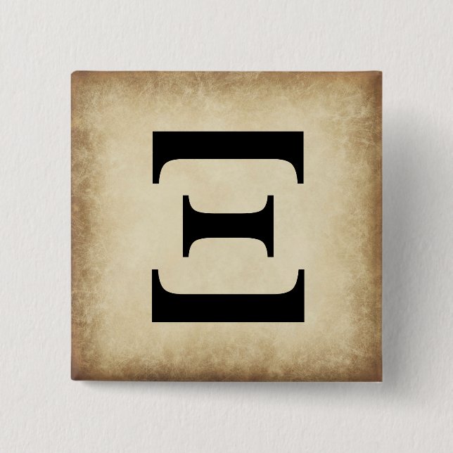 Greek Alphabet Letter Xi 2 Inch Square Button (Front)