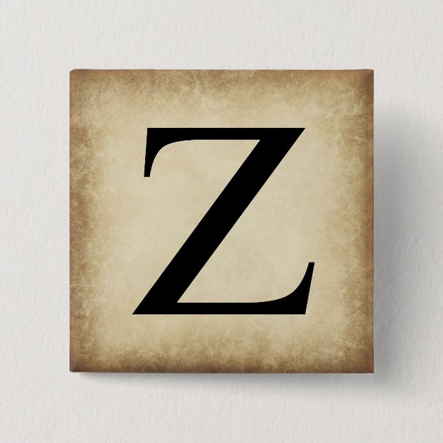 Greek Alphabet Letter Zeta 2 Inch Square Button (Front)