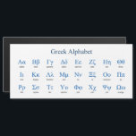 Greek Alphabet Narrow Horizontal<br><div class="desc">Lower and upper case greek letters with their names. Vector object with custom colours for title,  letters and letter names. Custom background colour.</div>
