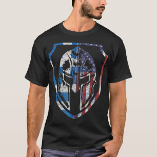 Greek American Spartan Helmet Greece Flag Pride Zi T-Shirt