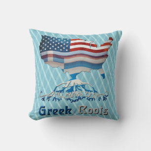 Greek American Throw Pillow, Greek Roots Pillow