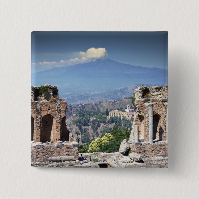 Greek Amphitheatre 2 Inch Square Button (Front)
