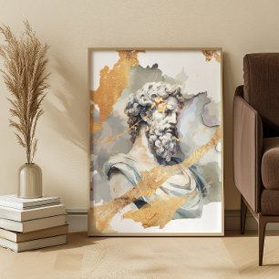 Greek ancient marble sculpture of a man with beard canvas print