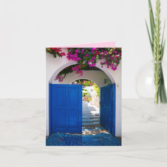 Greek and Turkish Style Blue Door Card (Front)