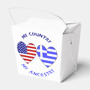 Greek and USA Flags Hearts Country Ancestry Favor Box