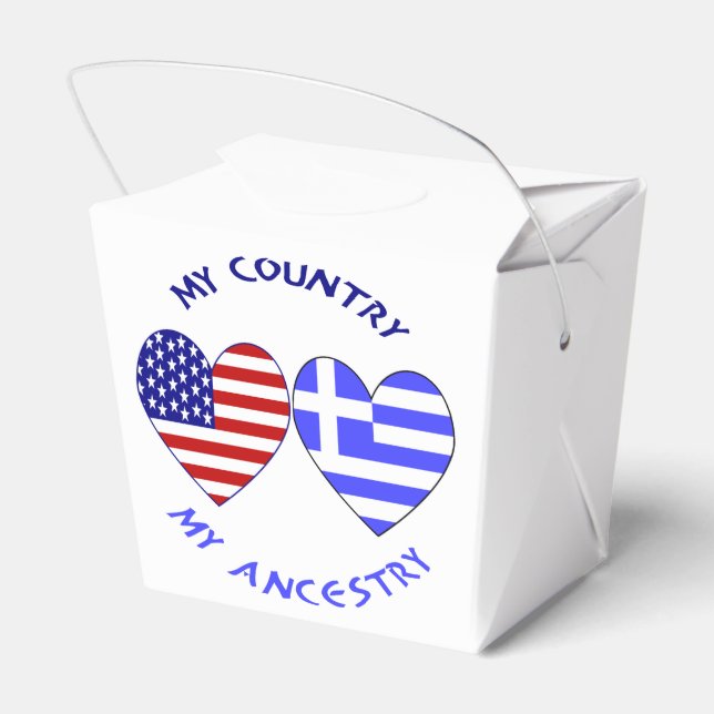 Greek and USA Flags Hearts Country Ancestry Favor Box (Back Side)