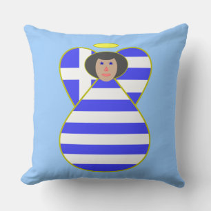 Greek Angel with Black Hair Throw Pillow