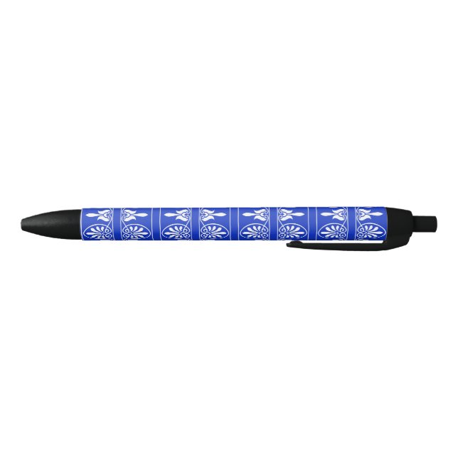 Greek Arabesque Mediterranean Pattern Blue Black Ink Pen (Bottom)