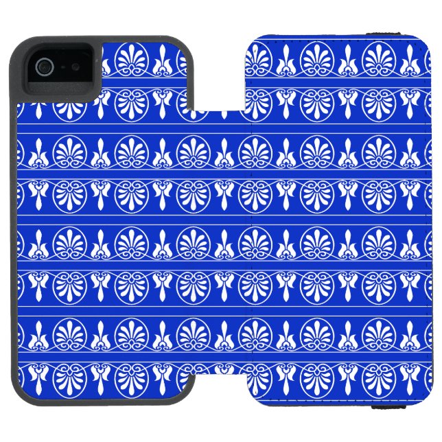 Greek Arabesque Mediterranean Pattern Blue Incipio iPhone Wallet Case (Folio Open)