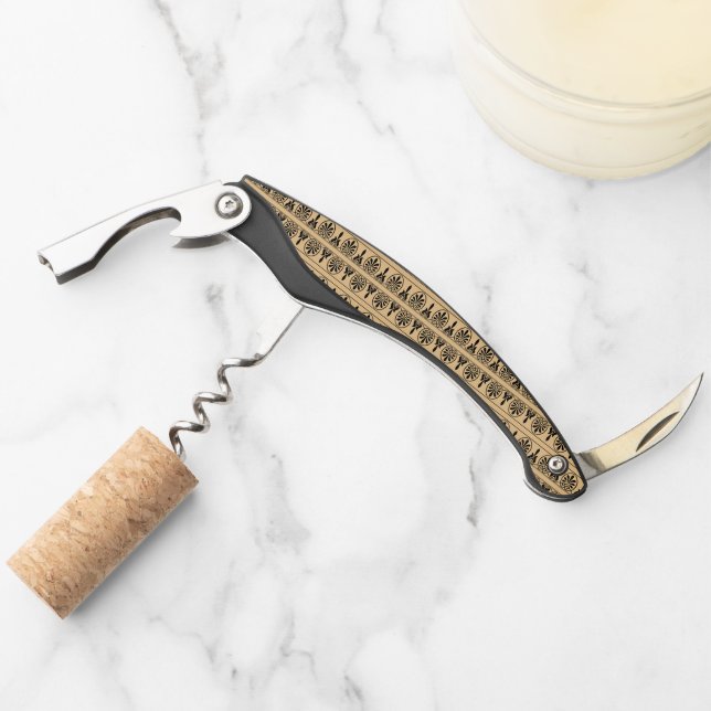 Greek Arabesque Mediterranean Pattern Brown Corkscrew (Front)