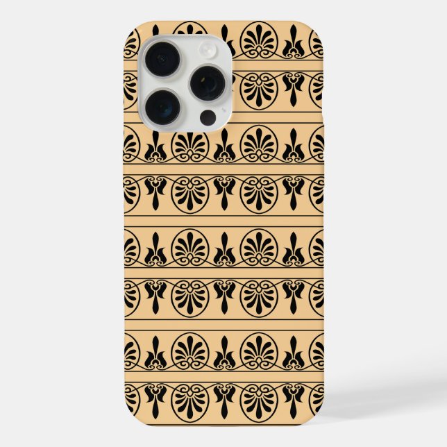 Greek Arabesque Mediterranean Pattern Brown iPhone Case (Back)