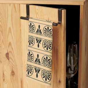 Greek Arabesque Mediterranean Pattern Brown Kitchen Towel