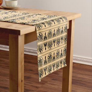 Greek Arabesque Mediterranean Pattern Brown Short Table Runner