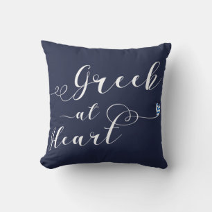 Greek At Heart Throw Cushion, Greece Pillow