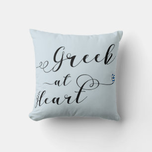 Greek At Heart Throw Cushion, Greece Pillow