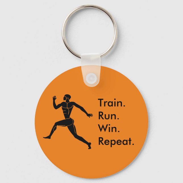 Greek Athlete Running Winning Formula Orange Keychain (Front)