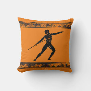 Greek Athlete with Spear Throw Pillow