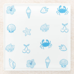 Greek Beach Minimalist Glass Coaster