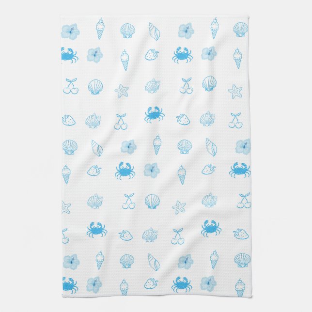 Greek Beach Minimalist Kitchen Towel (Vertical)