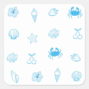 Greek Beach Minimalist Square Sticker
