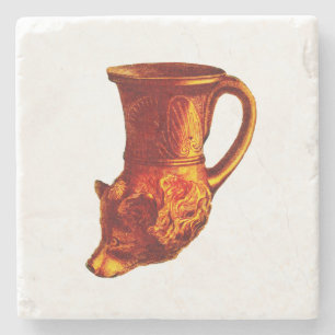 Greek Bear Head Cup Stone Coaster