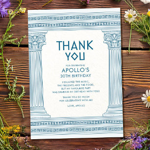 Greek Birthday Party with blue temple Thank You Card