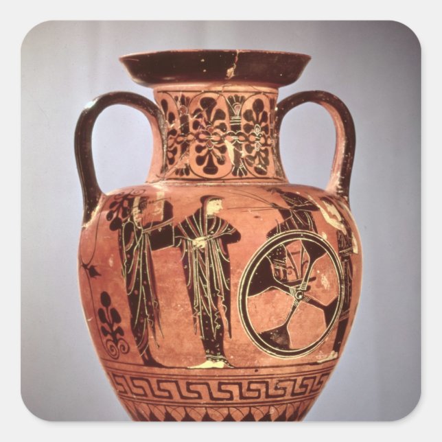 Greek black-figure amphora square sticker (Front)