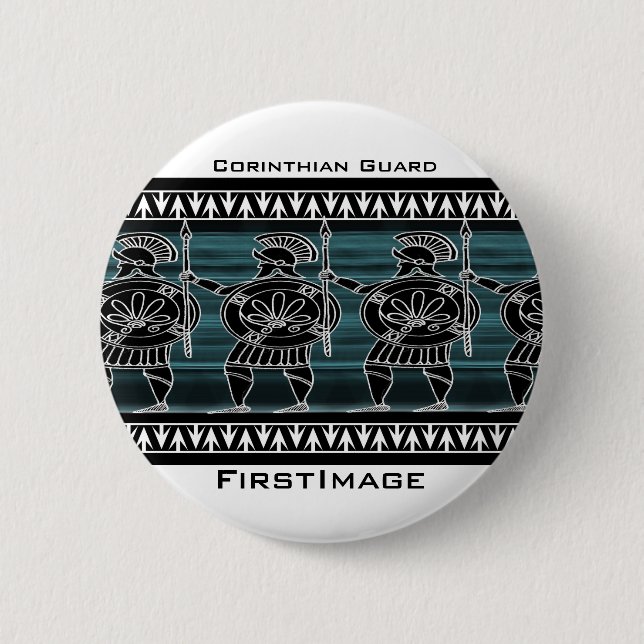 Greek Black Figure Guard 2 Inch Round Button (Front)