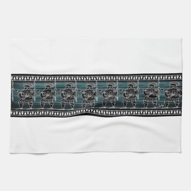 Greek Black Figure Guard Kitchen Towel (Horizontal)