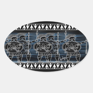 Greek Black Figure Troop Oval Sticker