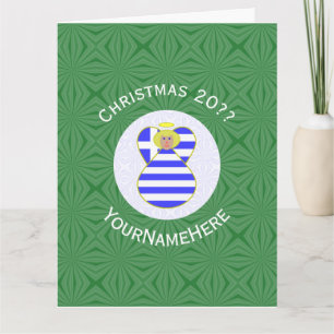 Greek Blonde Angel Christmas Flag Personalized  Card
