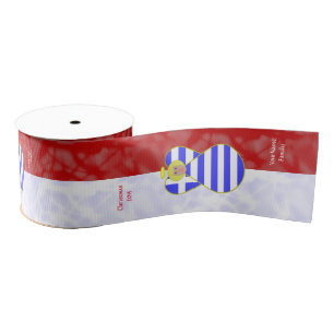 Greek Blonde Angel Flag Red and White Personalized Grosgrain Ribbon
