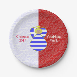 Greek Blonde Angel Flag Red and White Personalized Paper Plate