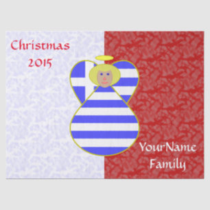 Greek Blonde Angel Flag Red and White Personalized Tissue Paper